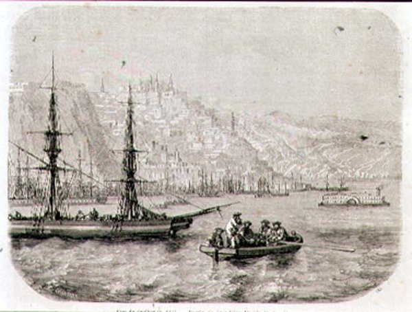Veduta di Quebec negli anni 1860, incisa da Laly (incisione) da Pierre Eugene (after) Grandsire