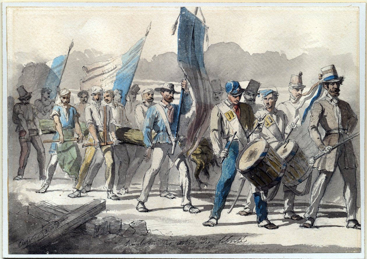 Piantagione di un albero della libertà in Francia nel 1848 da Pierre Eugène Lacoste