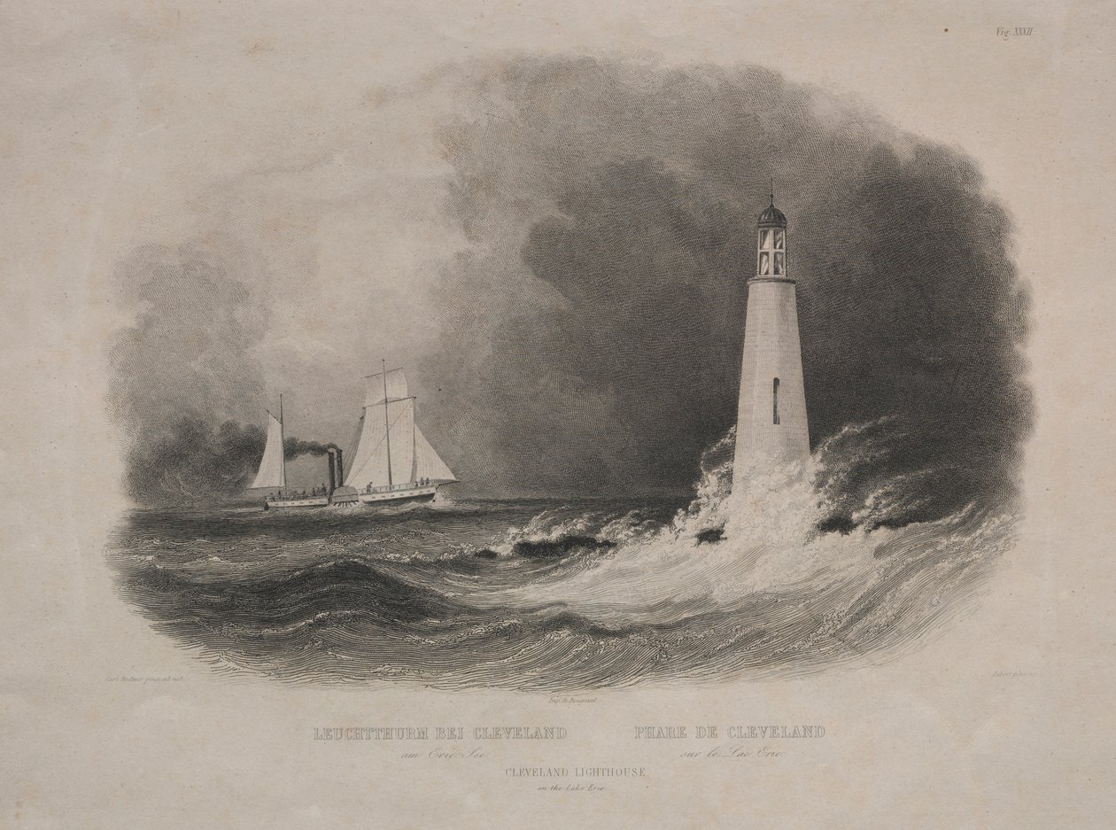 Faro a Cleveland, Ohio, sul lago Erie da Pierre Eugène Aubert I