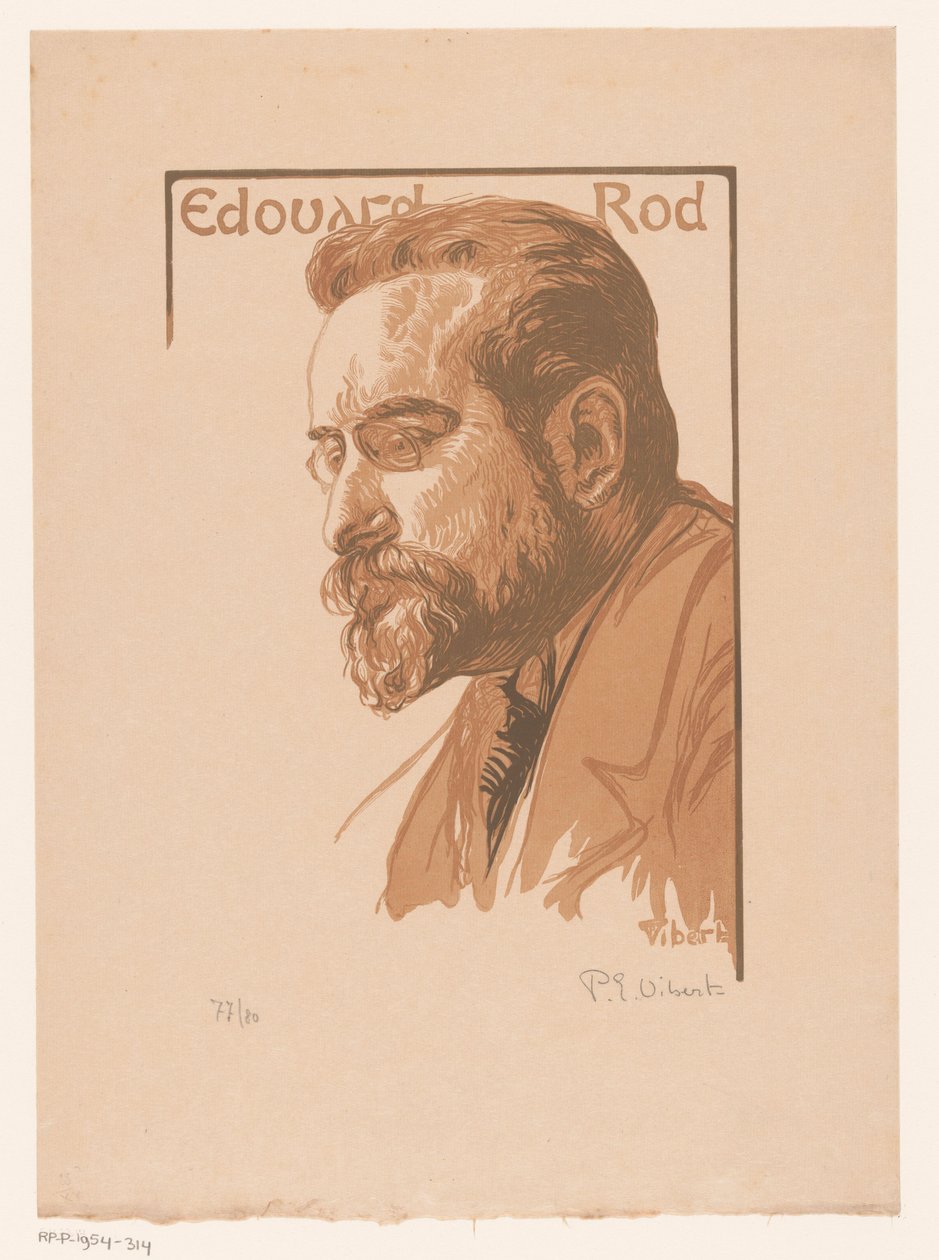 Ritratto di Édouard Rod da Pierre Eugène Vibert (signed by artist)