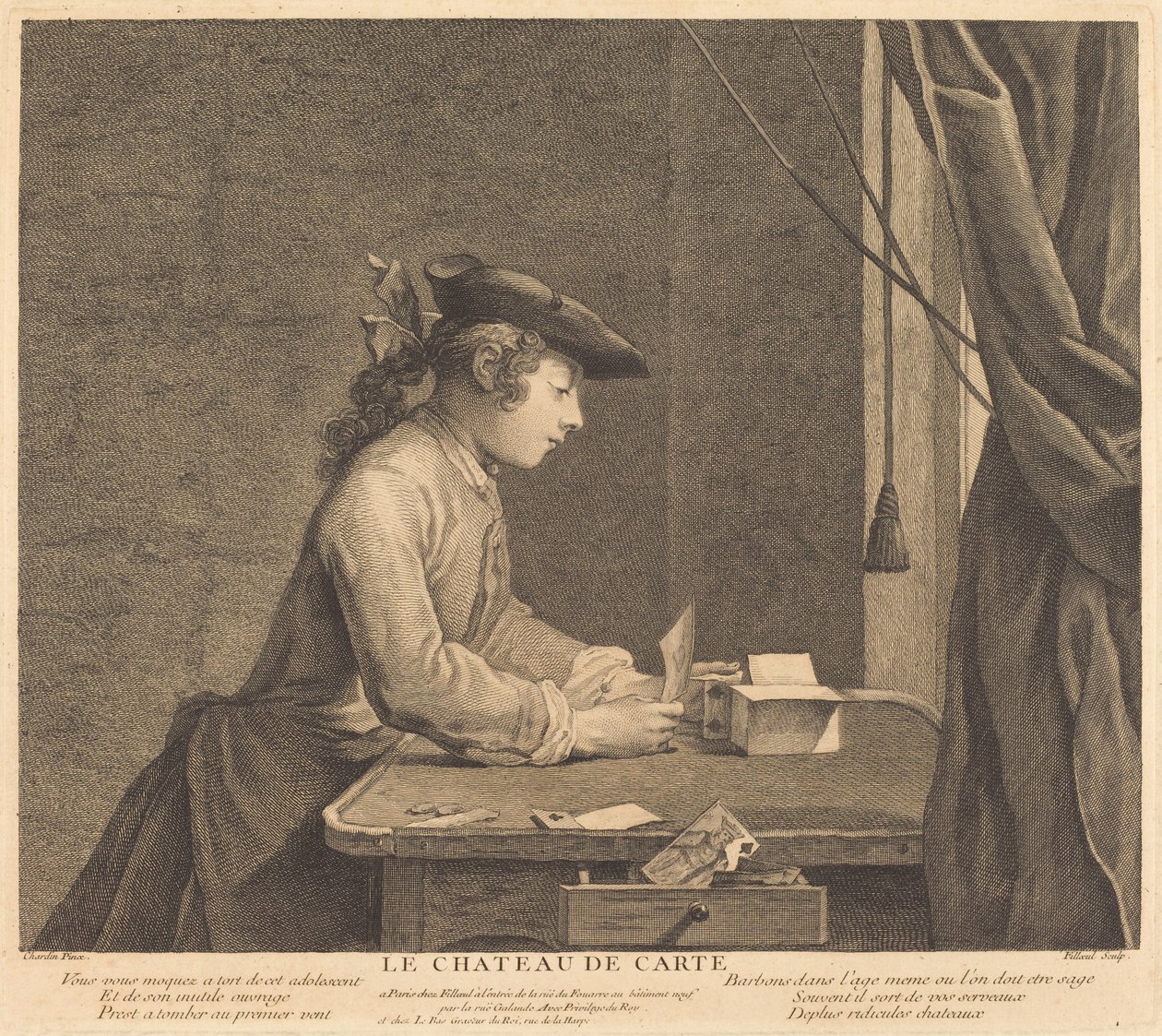 Il castello di carte da Pierre Filloeul after Jean Siméon Chardin
