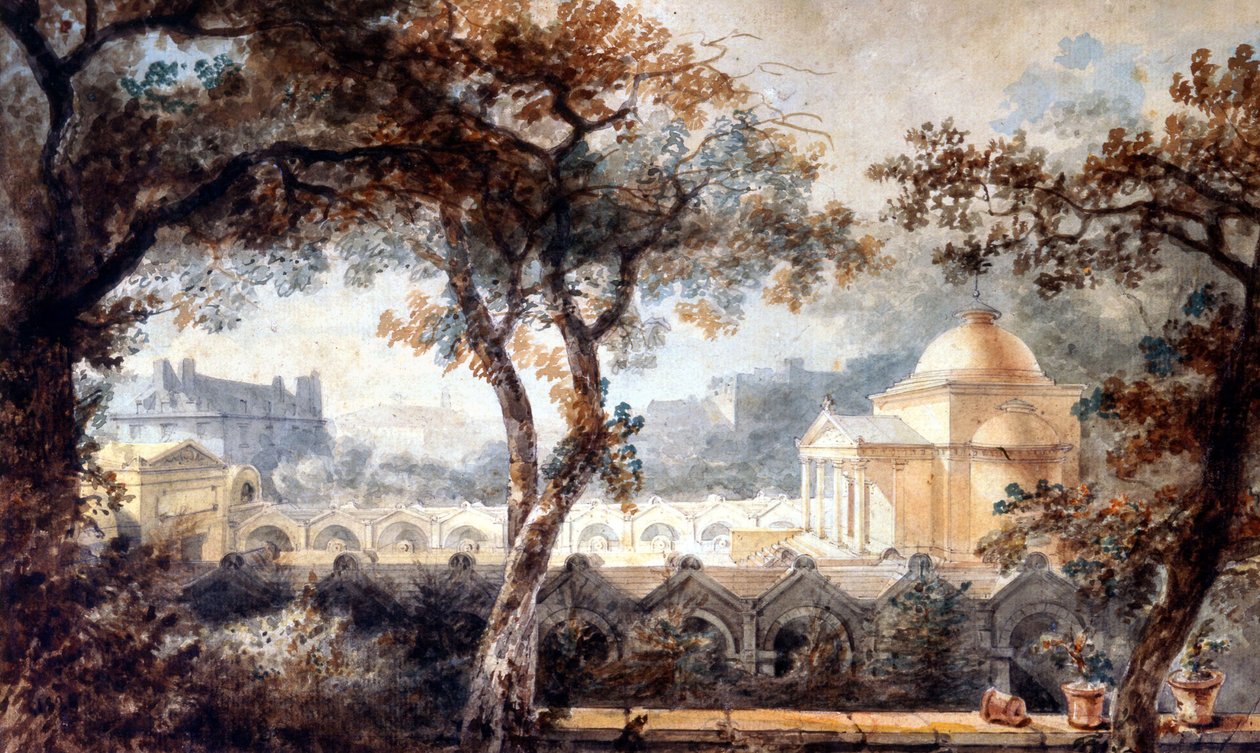 cappella espiatoria di Luigi XVI a Parigi, acquerello, c.1830 da Pierre Francois Leonard Fontaine