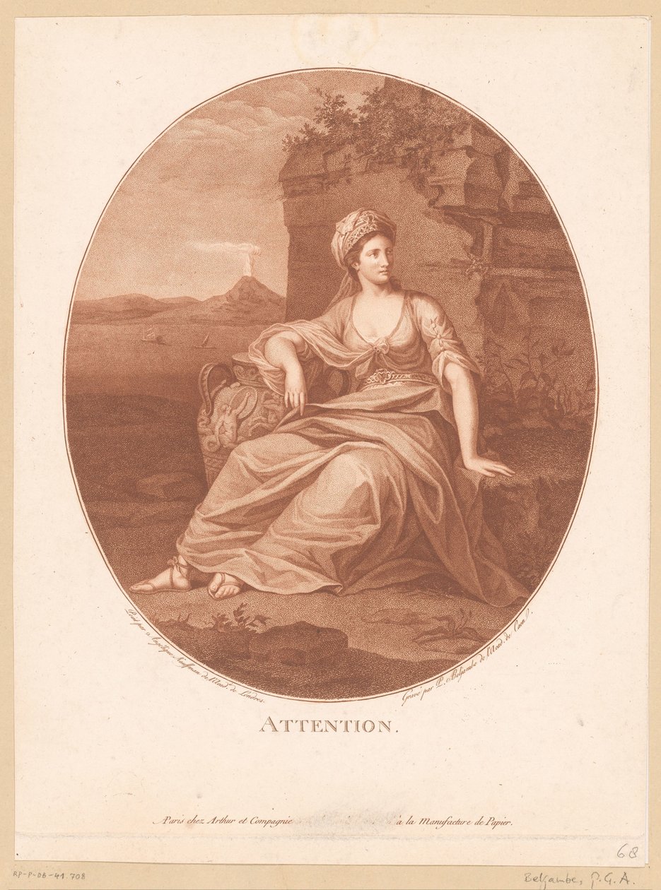 Figura femminile antica in paesaggio vulcanico da Pierre Guillaume Alexandre Beljambe