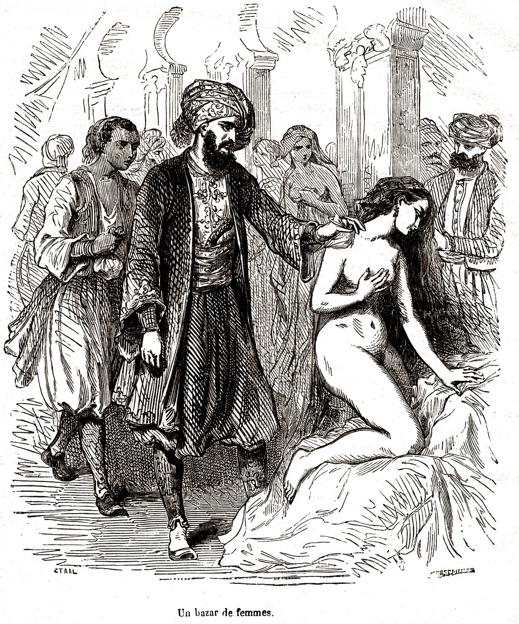 Mercato delle schiave egiziane da Pierre Gustave Eugene (1817-82) Staal