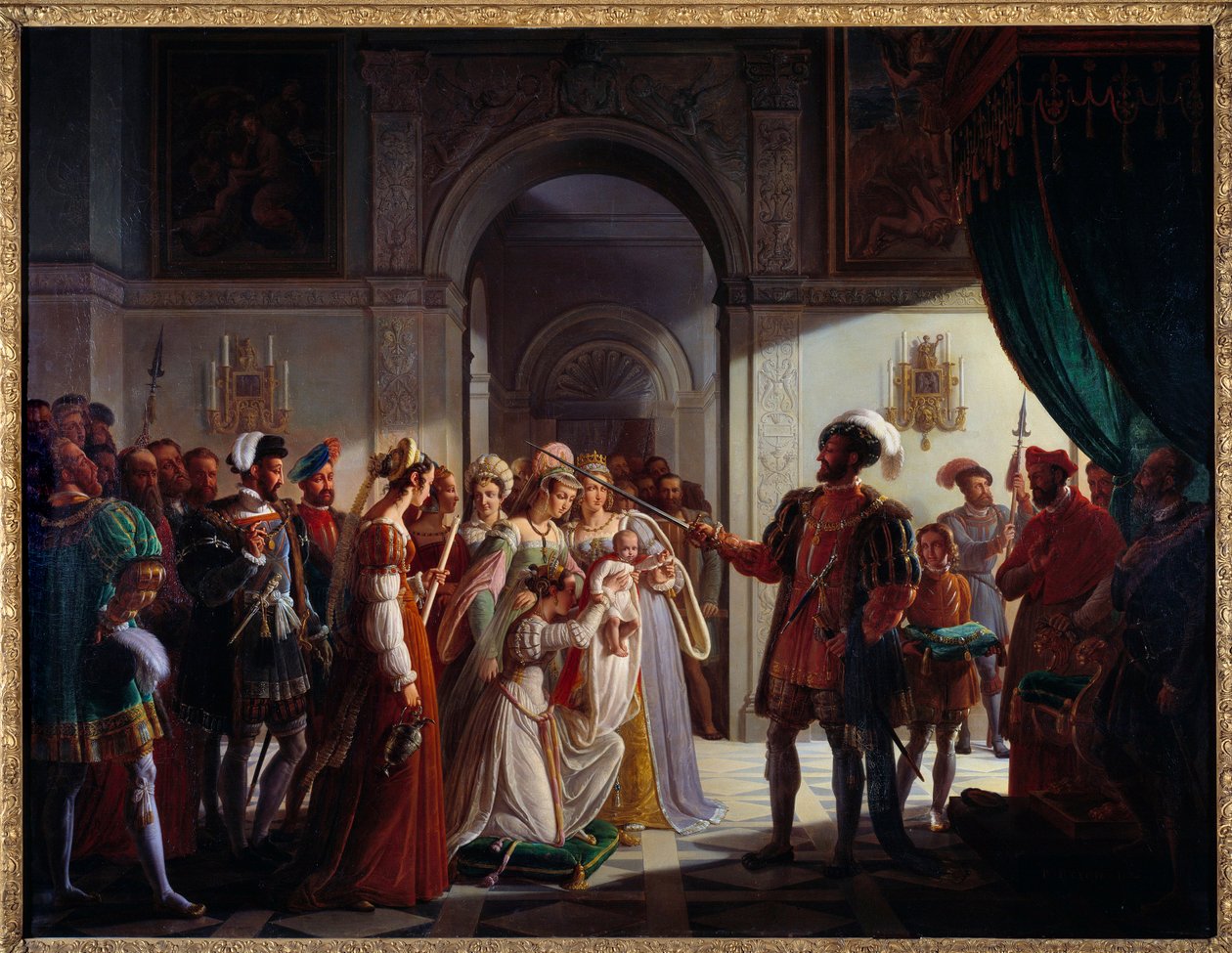 Francesco I armato cavaliere con il nipote Francesco II da Pierre Henri Revoil