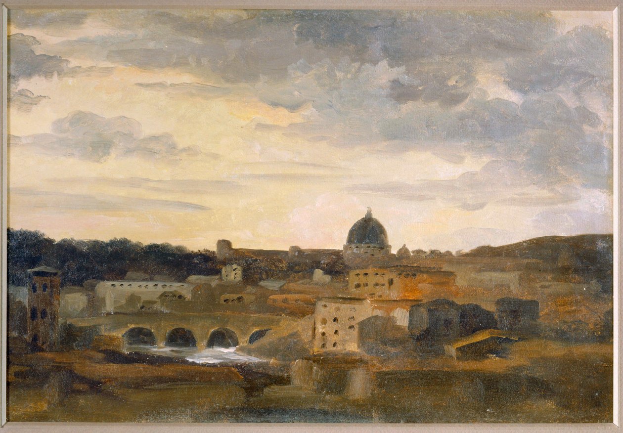 Veduta di Roma in tempo di tempesta (disegno su cartone) da Pierre Henri de Valenciennes