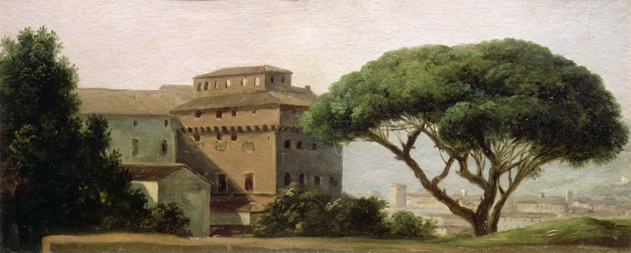 Veduta del convento di Ara Coeli: il pino ombrello da Pierre Henri de Valenciennes