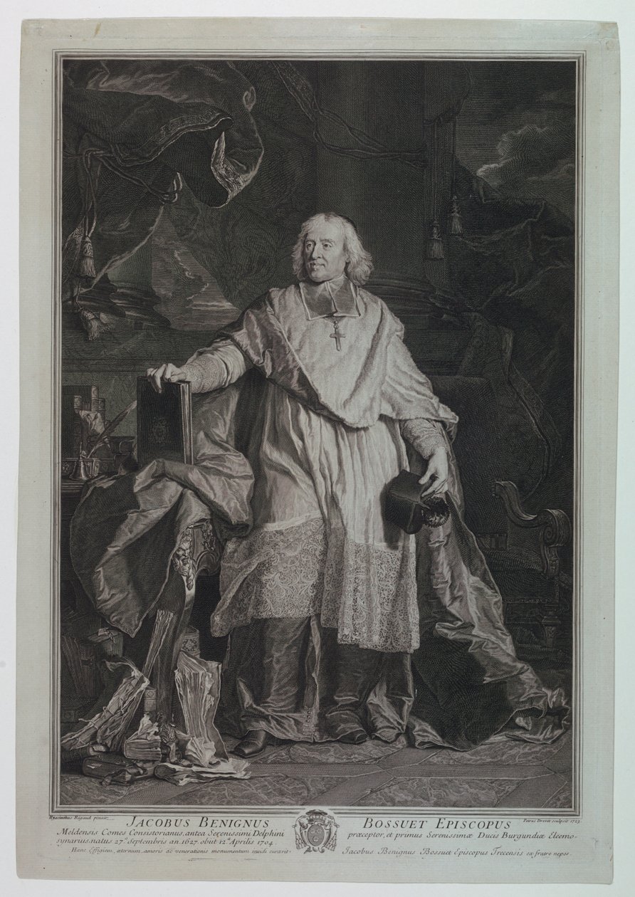 Ritratto del cardinale Jacques Bénigne Bossuet (1627-1704) da Pierre Imbert Drevet