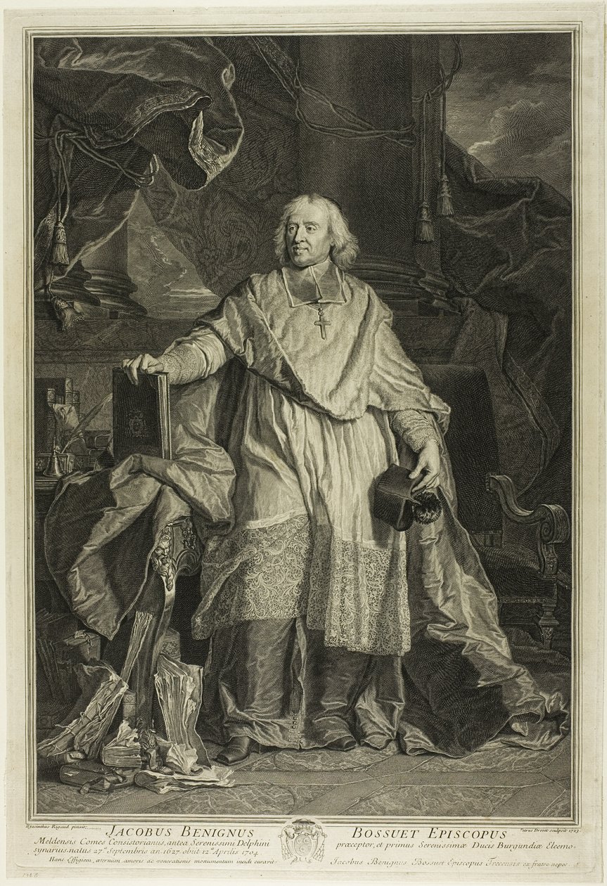 Ritratto di Jacques Bénigne Bossuet, Vescovo di Meaux da Pierre Imbert Drevet