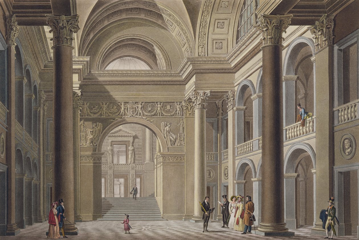 Vestibolo del Palais Academique a Gand, da Choix des Monuments, Edifices et Maisons les plus remarquables du Royaume des Pays-Bas di Pierre Jacques Goetghebuer, inciso da L. Roelandt da Pierre Jacques Goetghebuer