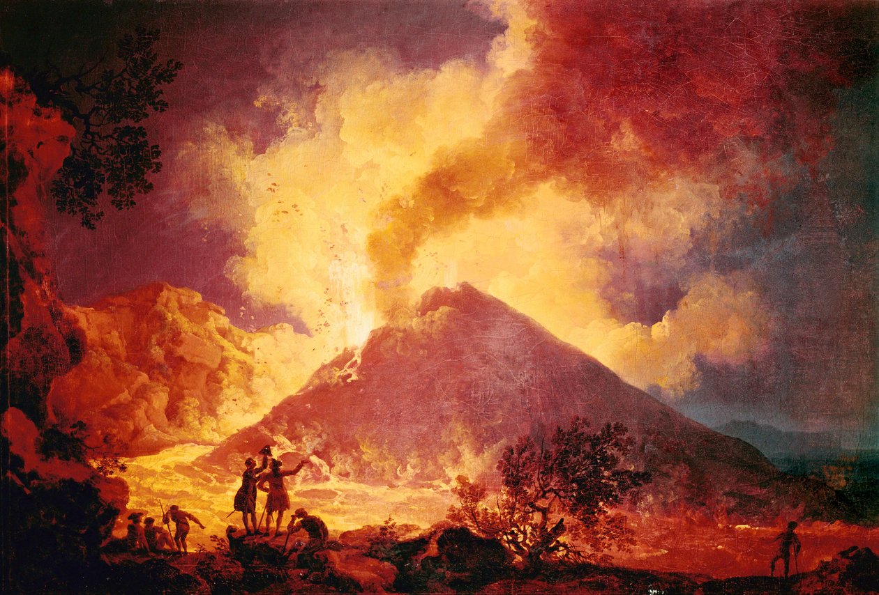 Eruzione del Vesuvio, Italia... (olio su tela) da Pierre Jacques Volaire