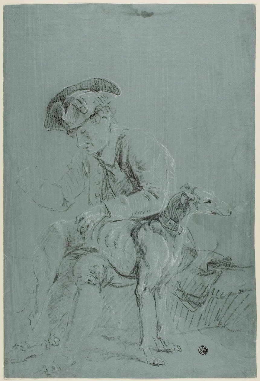 Uomo seduto con cane da Pierre Jacques Volaire