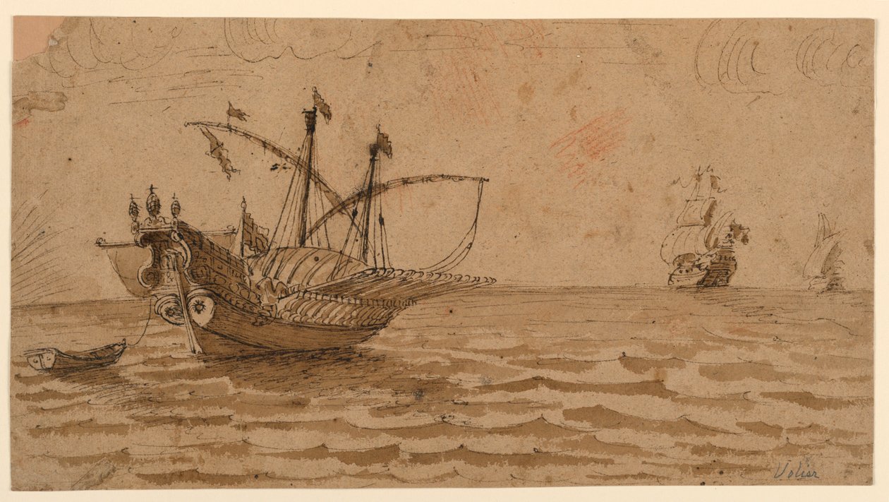 Navi in mare da Pierre Jacques Volaire