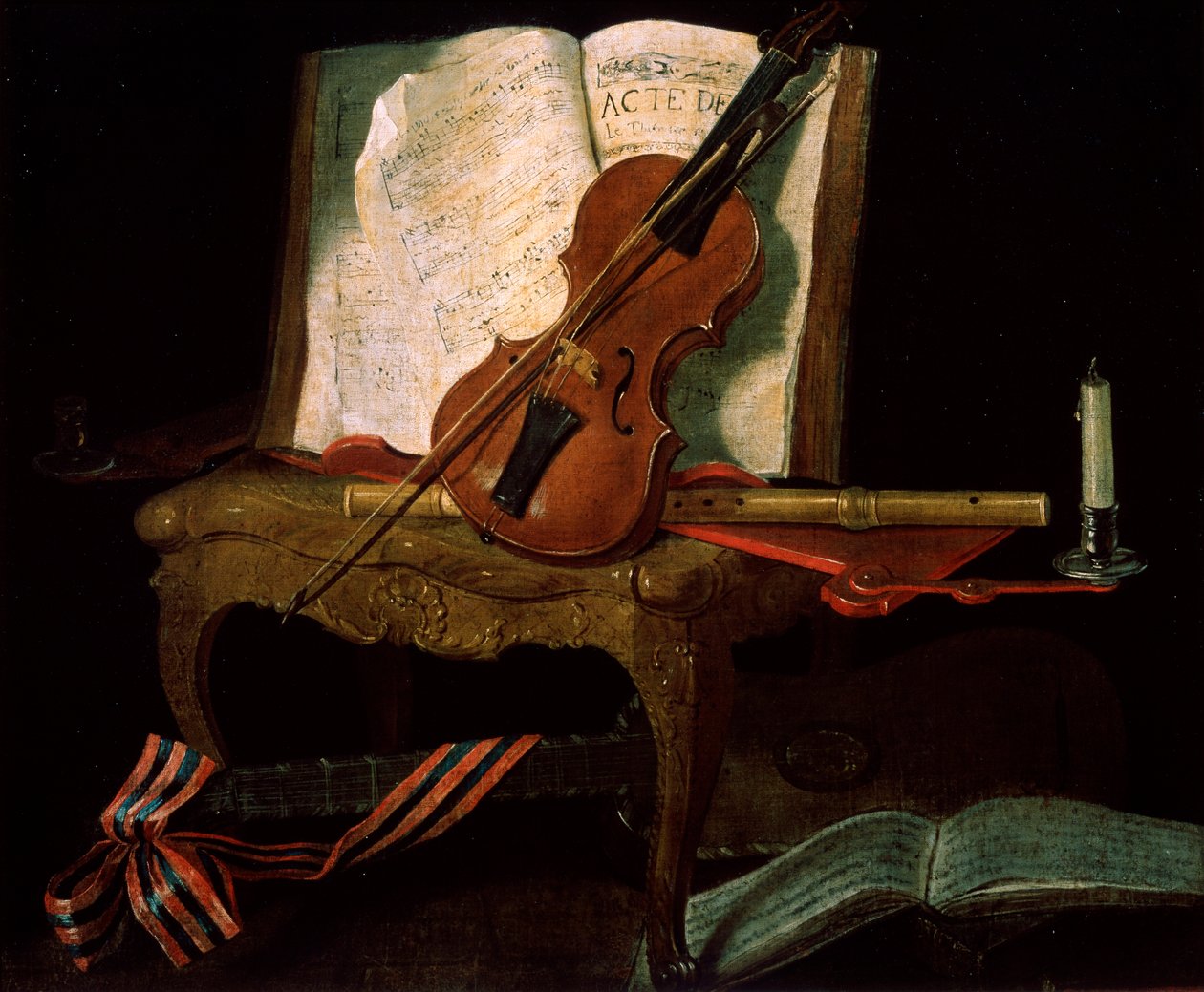 Natura morta con violino, XIX secolo da Pierre Justin Ouvrie