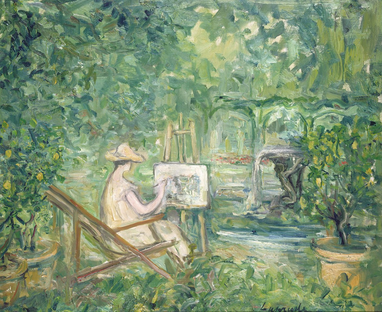 Donna che dipinge in un paesaggio da Pierre Laprade