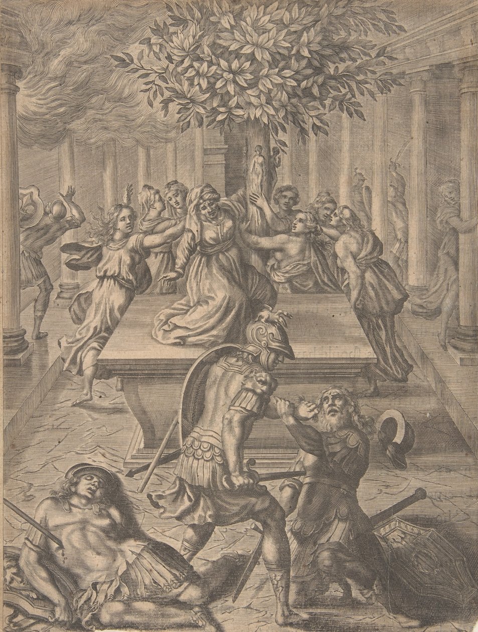 Il sacco di Troia - Pirro uccide Priamo, prima del 1654 da Pierre Lombart