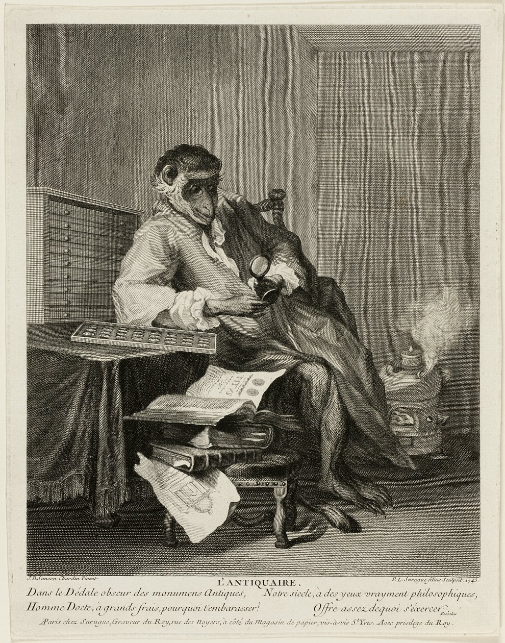 La Scimmia Antiquaria da Pierre Louis de Surugue