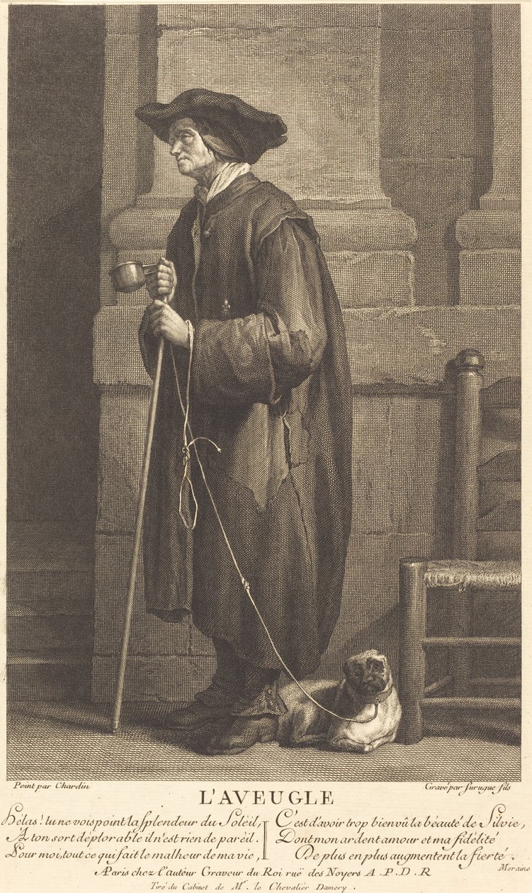 Il mendicante cieco da Pierre Louis de Surugue after Jean Siméon Chardin