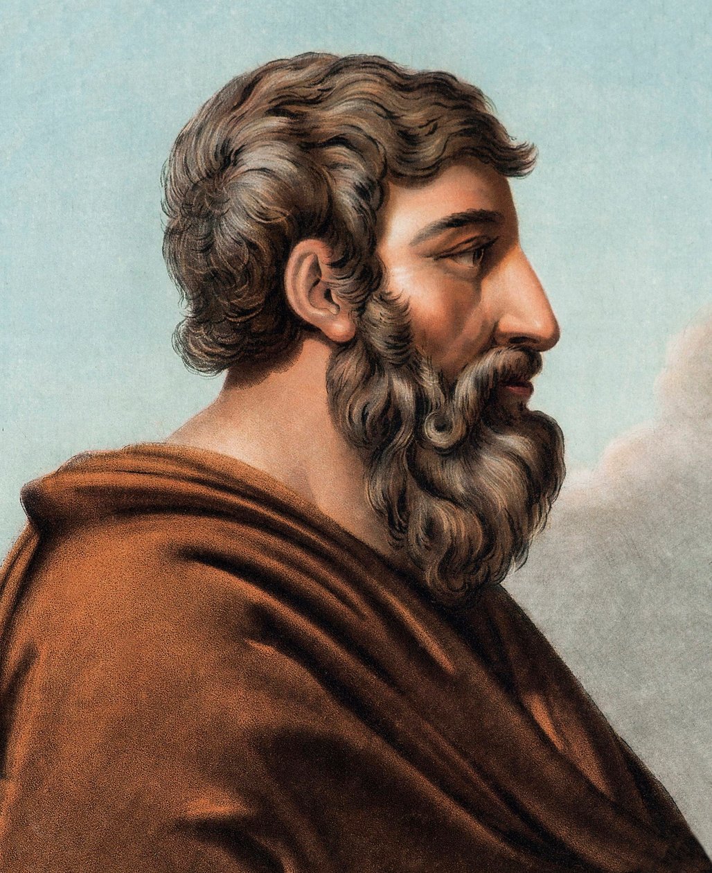 Ritratto di Licurgo (Lykourgos) mitico legislatore di Sparta (IX o VIII secolo a.C.). (Licurgo di Sparta) Incisione di Pierre Michel Alix (1762-1817) da Pierre Michel Alix
