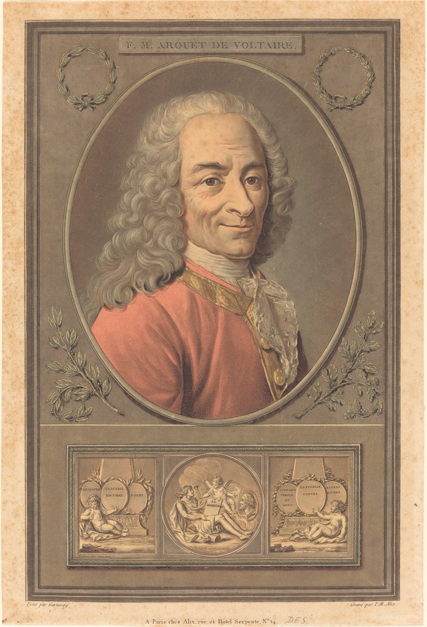 F.M. Arouet de Voltaire da Pierre Michel Alix after Jean François Garnerey