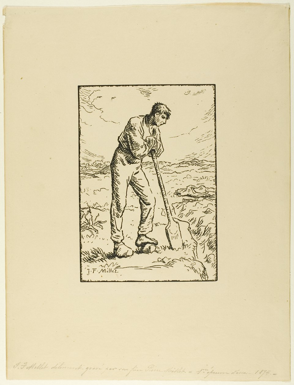 Scavatore appoggiato alla sua vanga da Pierre Millet