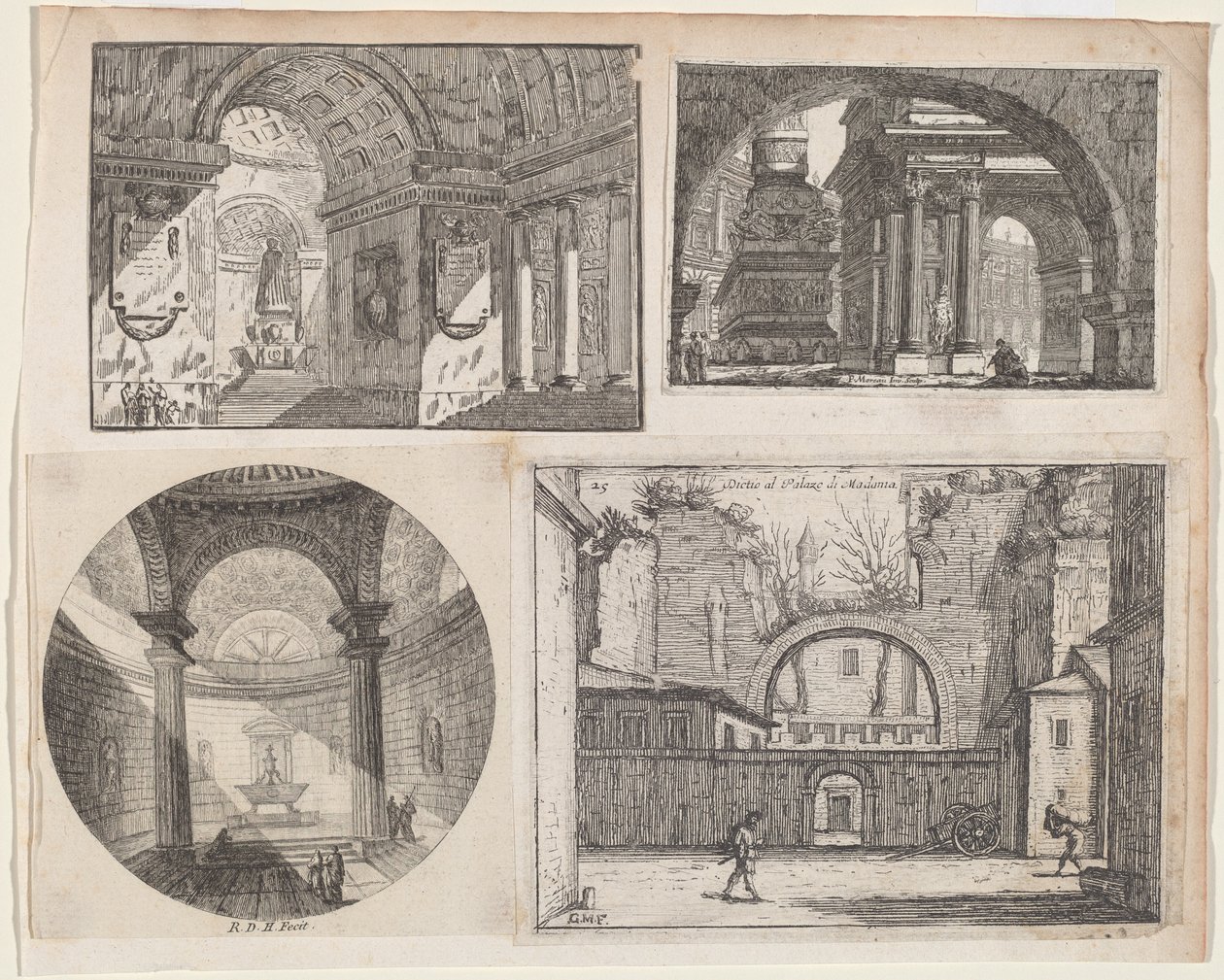 Portico davanti a un tempio circolare da Pierre Moreau