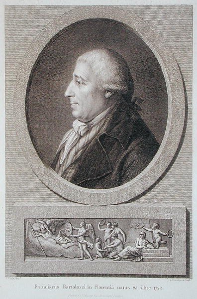Ritratto di Francesco Bartolozzi (1727-1815) inciso da Jacques Brouillard (1744-1806) da Pierre Noel Violet
