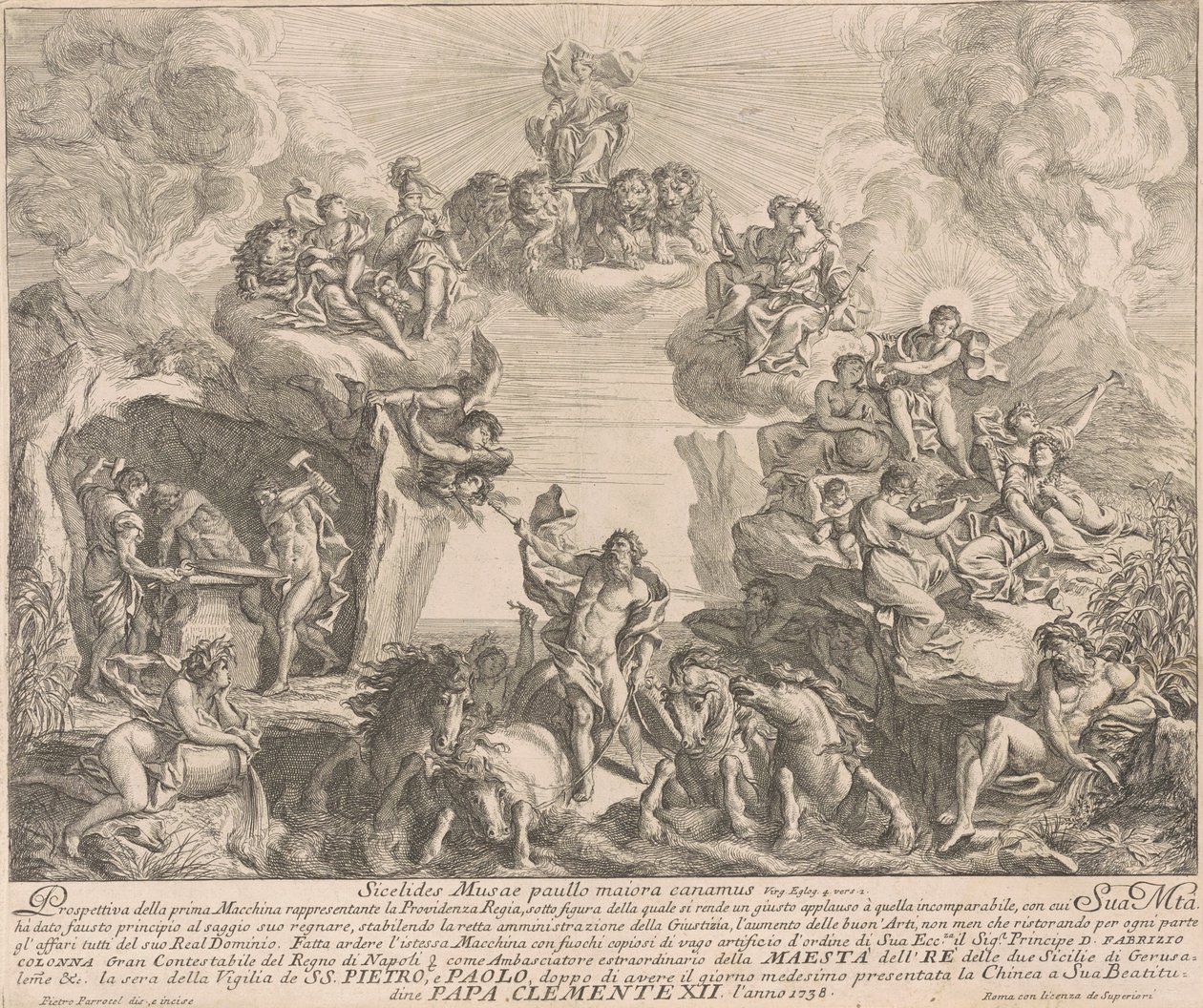 La Prima Macchina per la Chinea del 1738: Allegoria della Provvidenza Regale da Pierre Parrocel