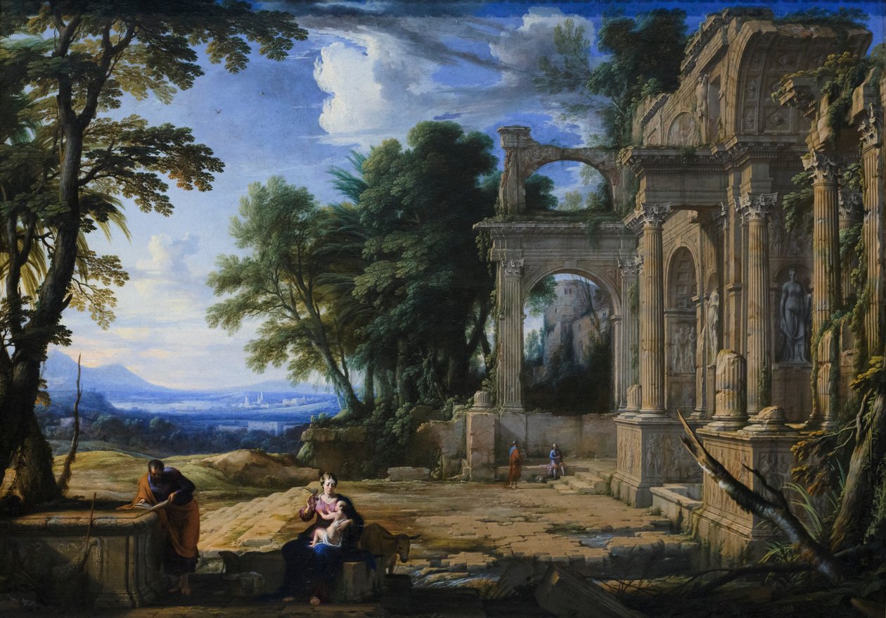 Paesaggio con la sosta durante la fuga in Egitto da Pierre Patel