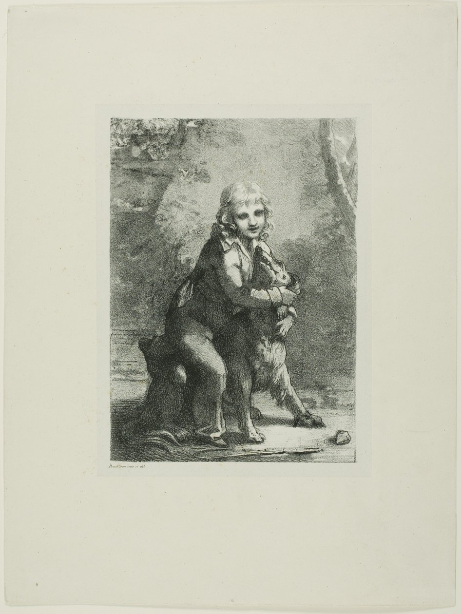 Ragazzo con cane da Pierre Paul Prud
