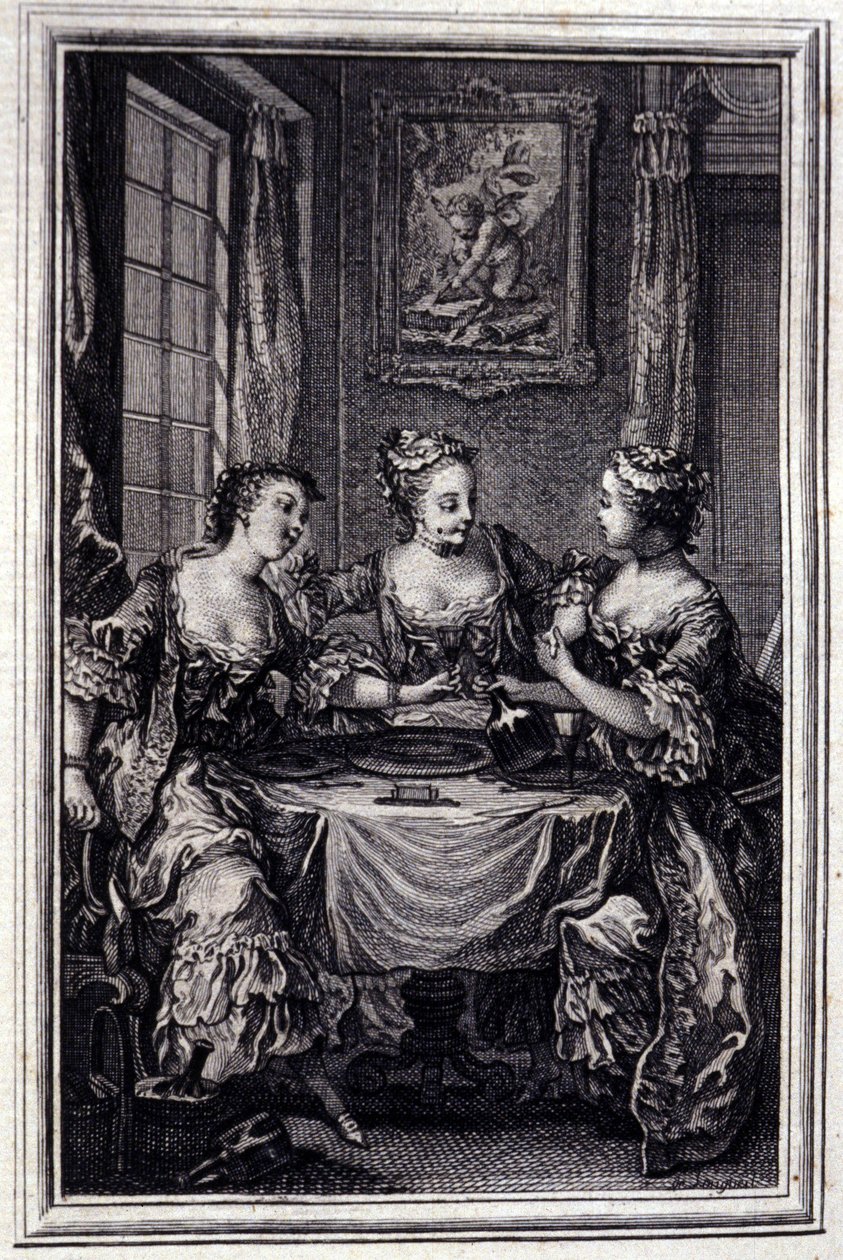 La scommessa delle tre comari - in “Tales et nouvelles en vers” di Jean La Fontaine. 1776. Illustrazione di P.P. Choffard. da Pierre Philippe Choffard