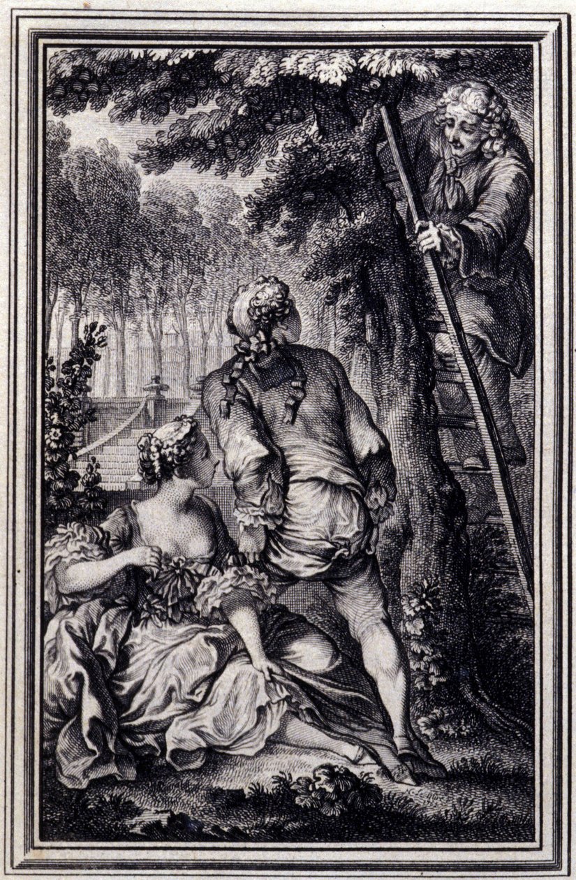 La scommessa delle tre comari - in “Tales et nouvelles en vers” di Jean La Fontaine. 1776. Illustrazione di P.P. Choffard. da Pierre Philippe Choffard