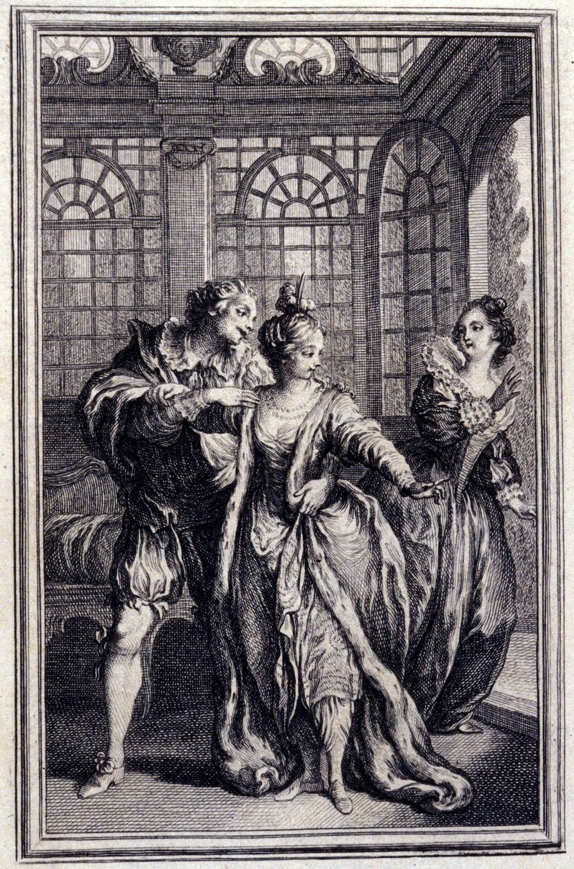La fidanzata del re di Garbe - in "Contes et nouvelles en vers" di Jean La Fontaine. 1776. Illustrazione di P.P. Choffard. da Pierre Philippe Choffard