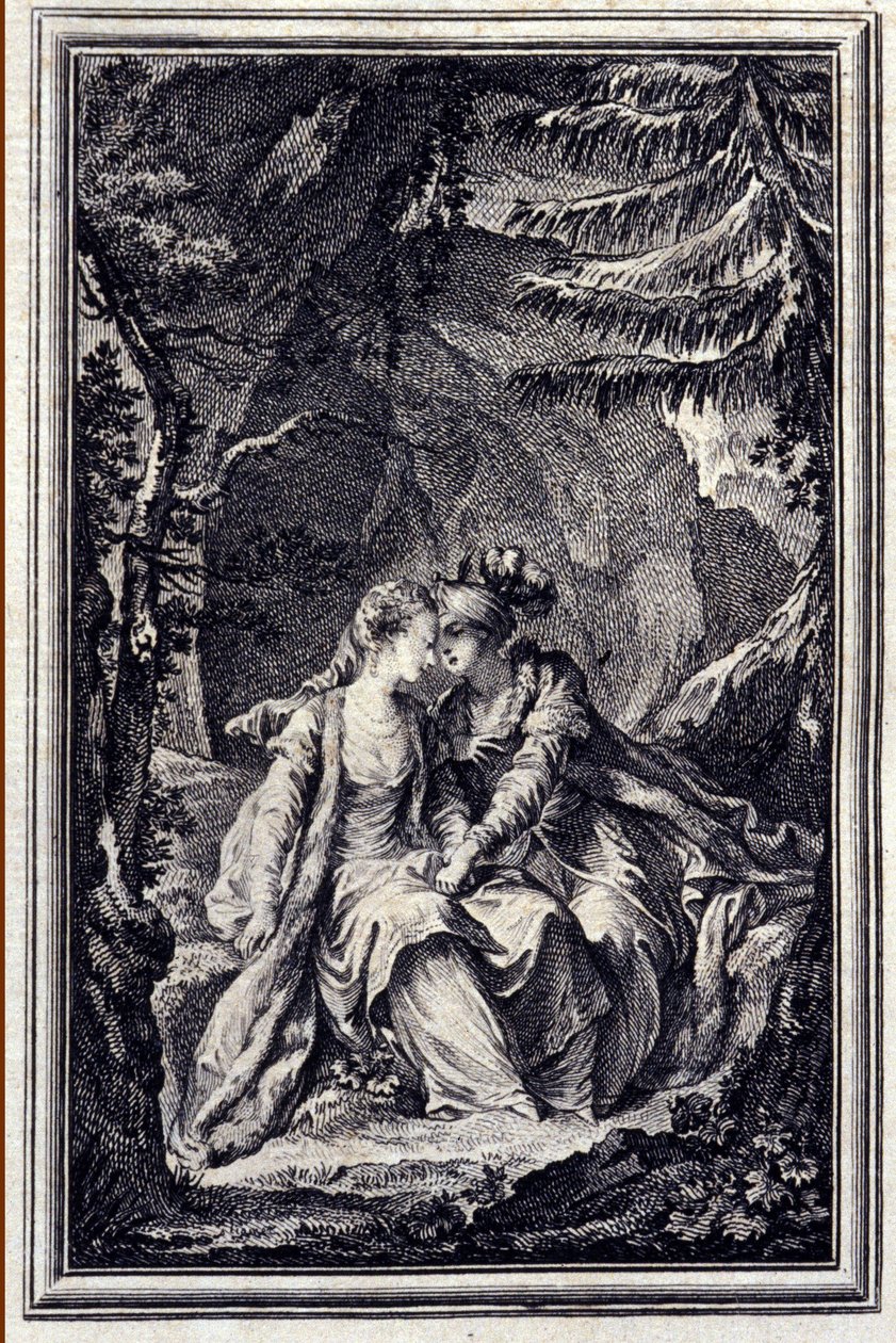 La fidanzata del re di Garbe - in “Tales et nouvelles en vers” di Jean La Fontaine. 1776. Illustrazione di P.P. Choffard. da Pierre Philippe Choffard
