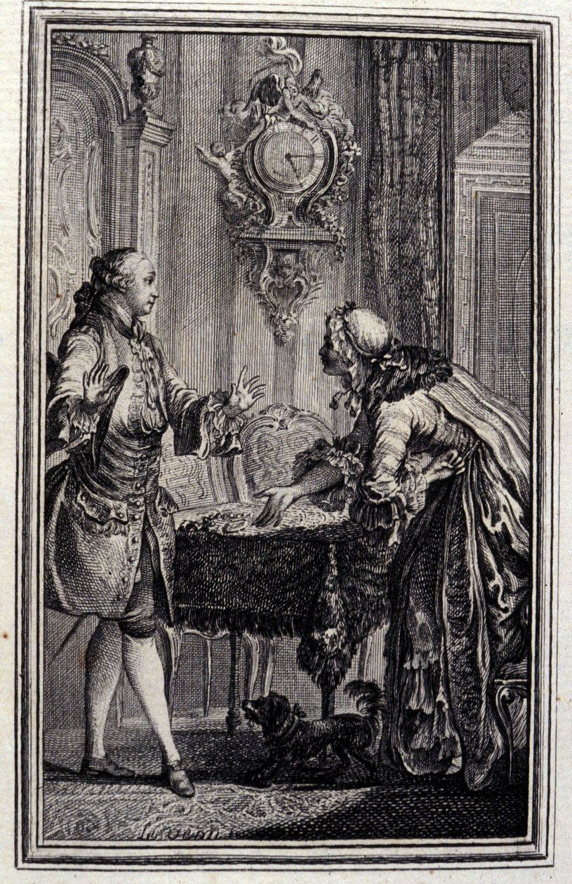 Le Gascon punito - in "Tales et nouvelles en vers" di Jean La Fontaine. 1776. Illustrazione di P.P. Choffard da Pierre Philippe Choffard