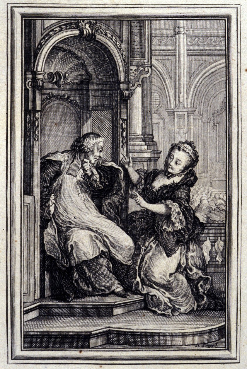 Le Mari confessore - in "Tales et nouvelles en vers" di Jean La Fontaine. 1776. Illustrazione di P.P. Choffard da Pierre Philippe Choffard