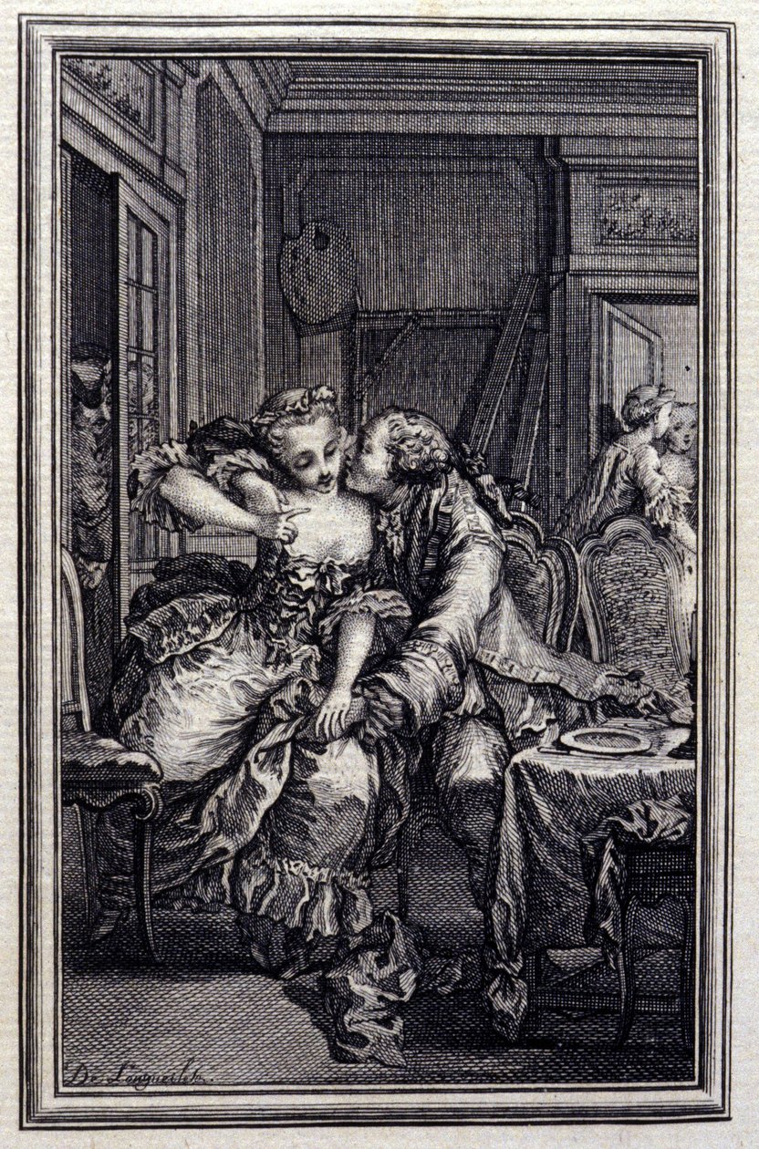 Les Remis - in "Tales et nouvelles en vers" di Jean La Fontaine. 1776. Illustrazione di P.P. Choffard. da Pierre Philippe Choffard