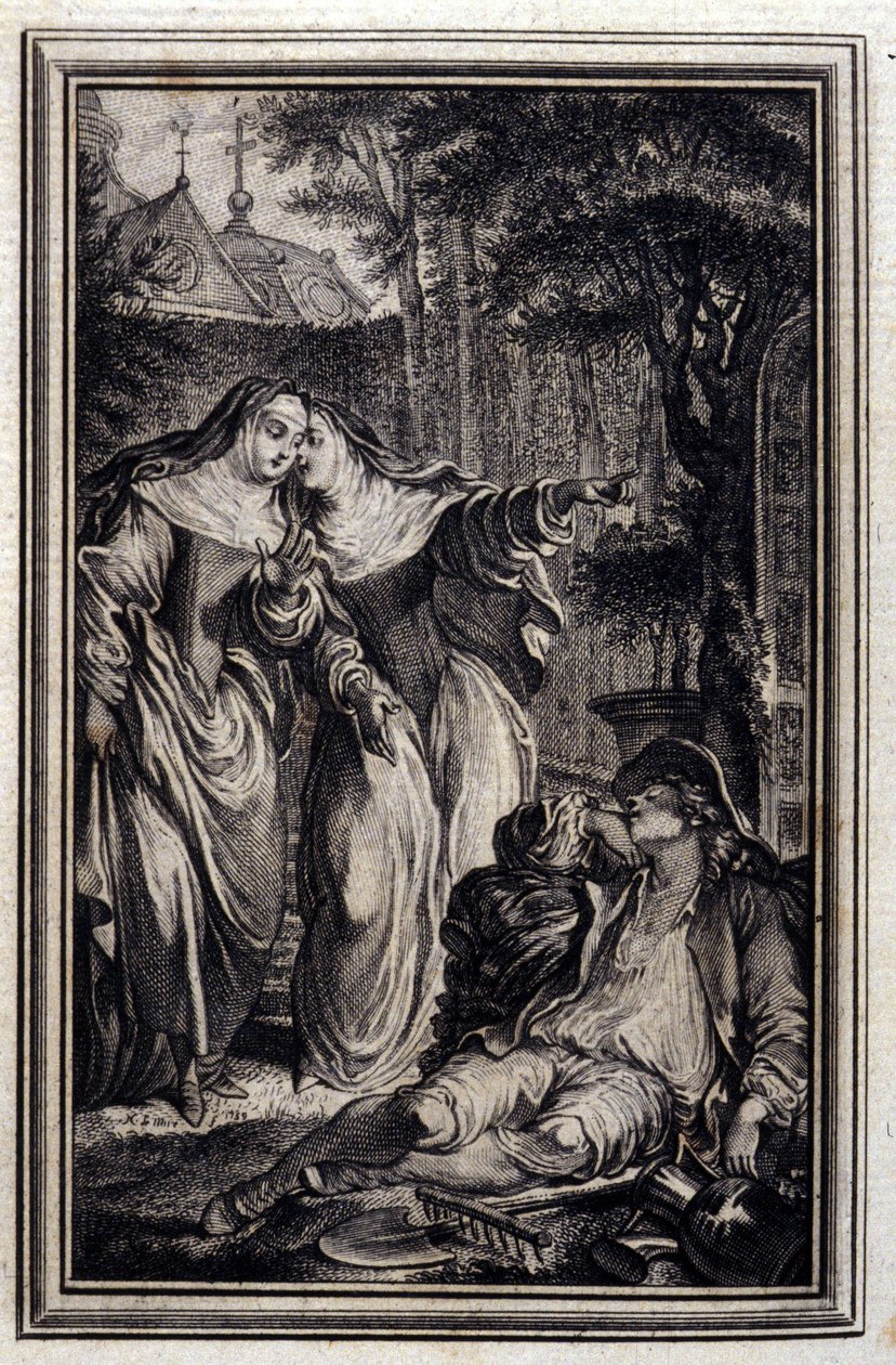 Mazet de Lamporechio - in "Tales et nouvelles en vers" di Jean La Fontaine. 1776. Illustrazione di P.P. Choffard da Pierre Philippe Choffard
