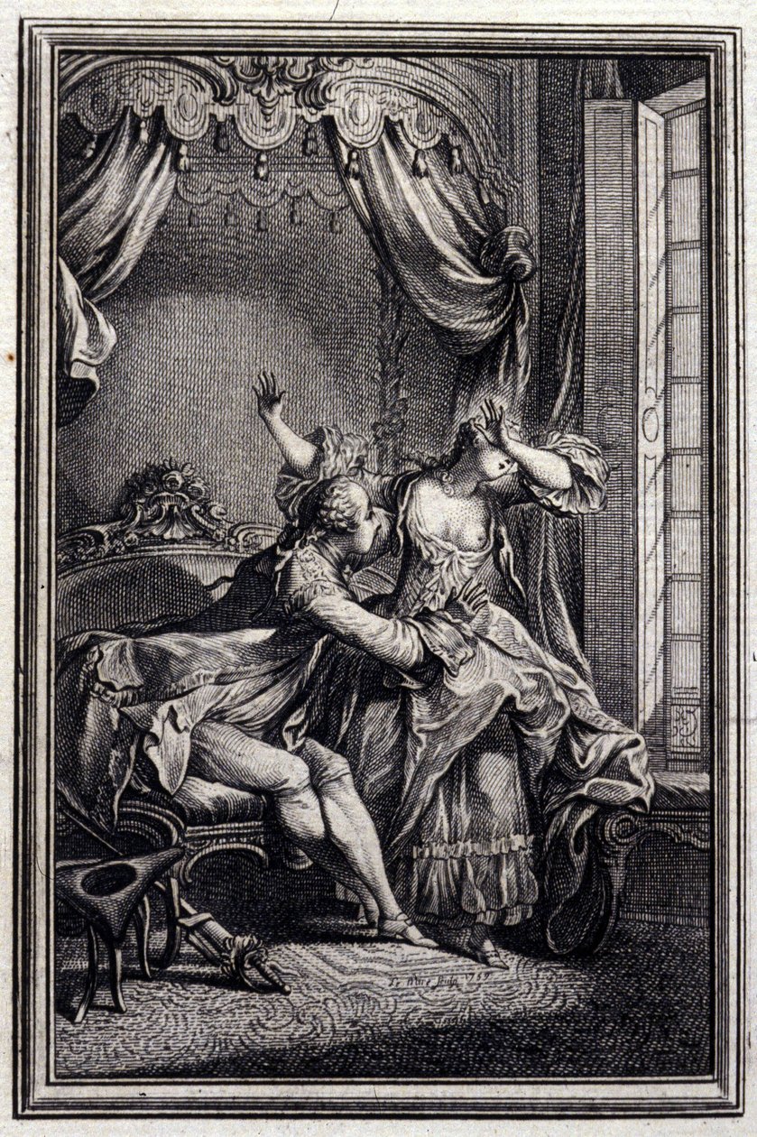 Richard Minulto - in "Tales et nouvelles en vers" di Jean La Fontaine. 1776. Illustrazione di P.P. Choffard. da Pierre Philippe Choffard