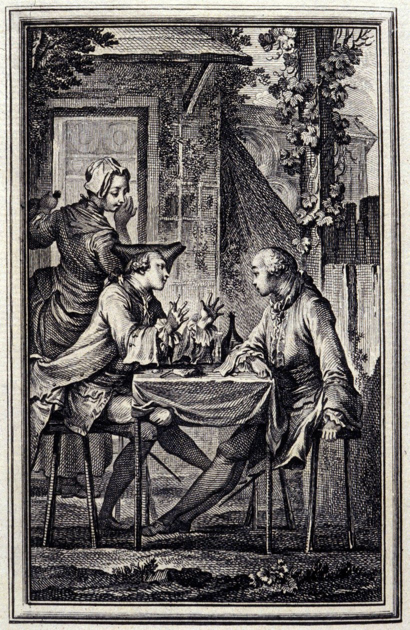 Il riparatore di orecchini o il riparatore di cozze. In "Contes et nouvelles en vers" di Jean de La Fontaine, Amsterdam 1776. illustrato da P.P. Choffard. da Pierre Philippe Choffard