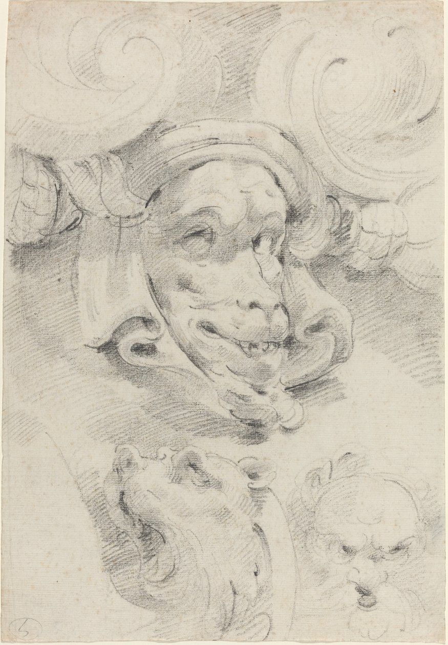 Schizzi Ornamentali con Maschere Grottesche da Pierre Puget