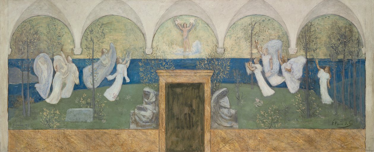 Dipinto preparatorio per Les Muses inspiratrices acclament le Génie, Messager de Lumière, 1895 da Pierre Puvis de Chavannes