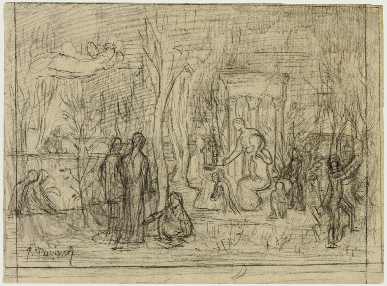 Studio compositivo per Il boschetto sacro, amato dalle arti e dalle muse da Pierre Puvis de Chavannes