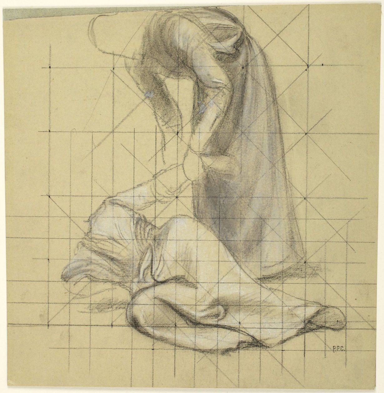 Figura che soccorre una figura caduta, studio per la serie “La vita di Santa Genoveffa”, Parigi, Pantheon da Pierre Puvis de Chavannes