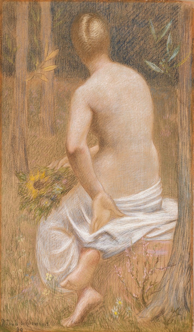 Figura femminile seduta vista di spalle da Pierre Puvis de Chavannes