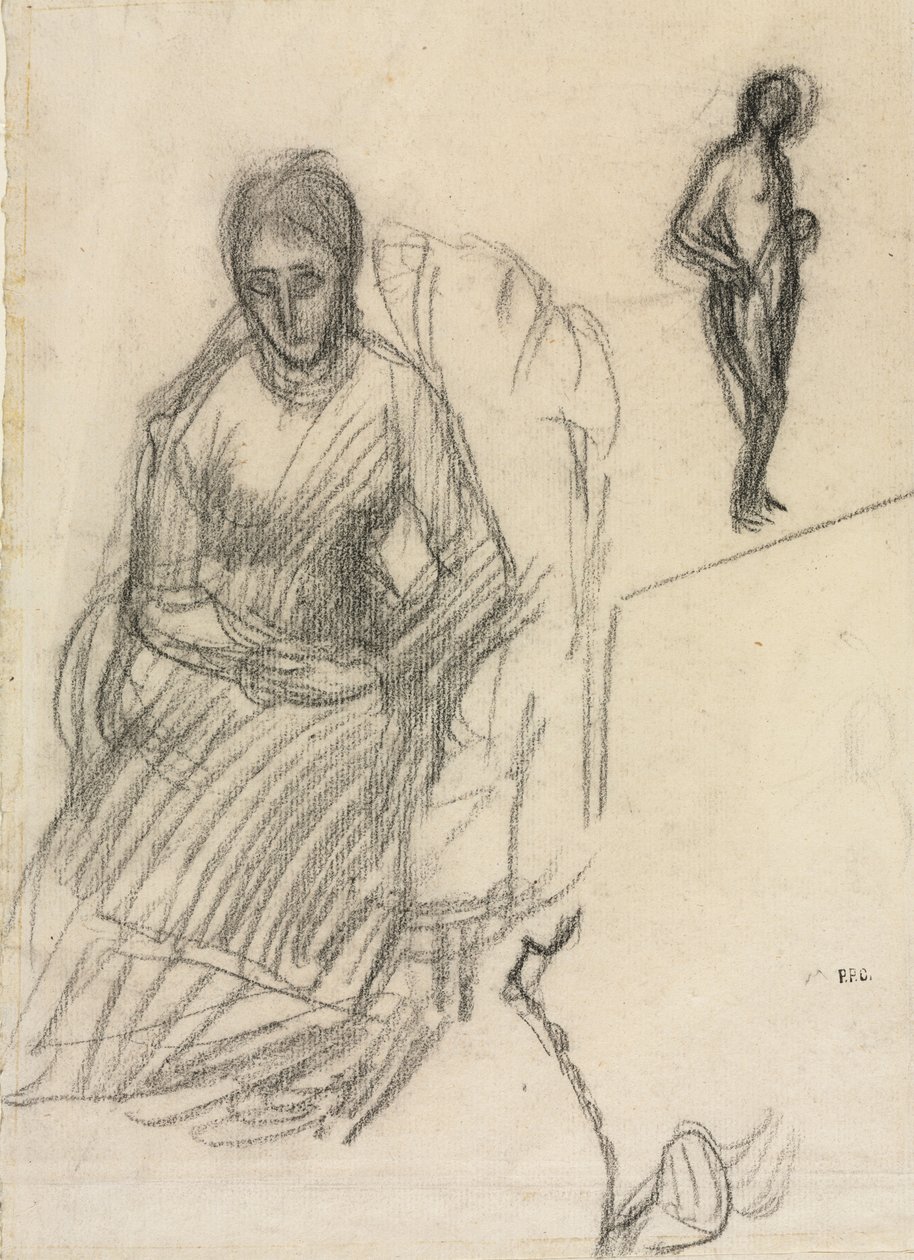 Studio di Madame Marie Cantacuzène, studio di nudo femminile in piedi da Pierre Puvis de Chavannes