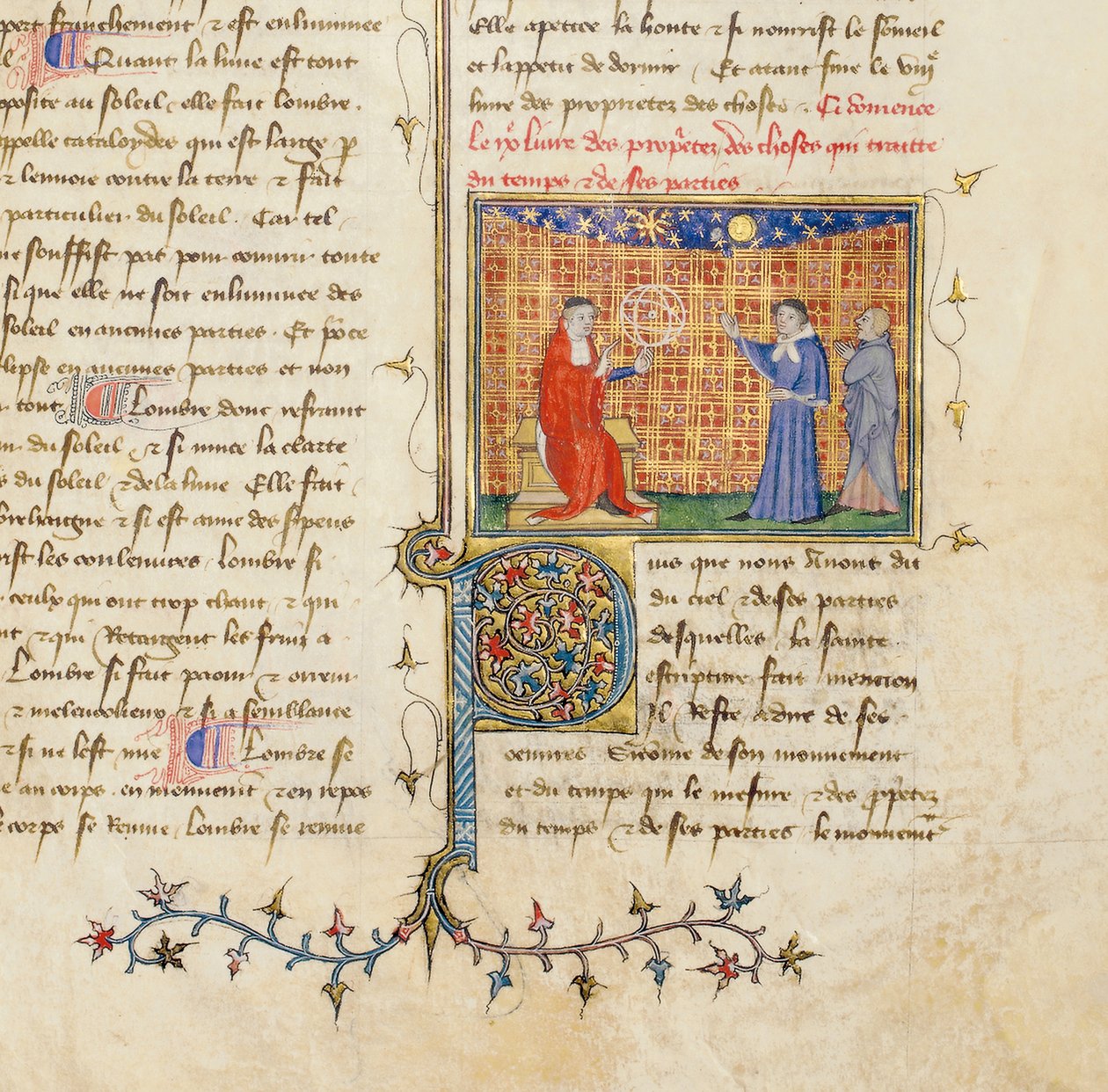 Dettaglio di una pagina da "De Proprietatibus Rerum" di Bartholomeus Anglicus, nella traduzione francese di Jean Corbechon, c.1390 da Pierre Remiet