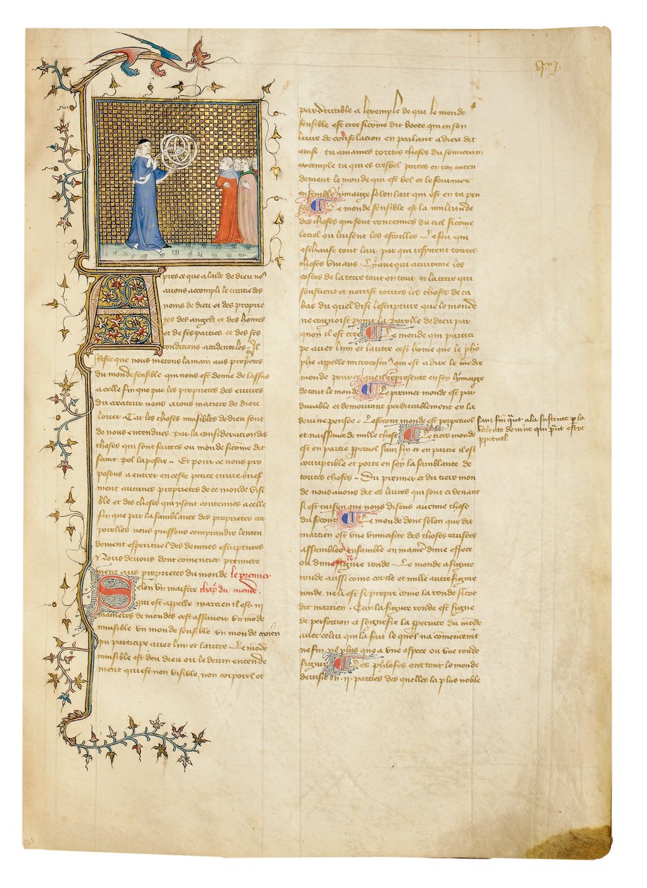 Pagina da "De Proprietatibus Rerum" di Bartholomeus Anglicus, nella traduzione francese di Jean Corbechon, c.1390 da Pierre Remiet