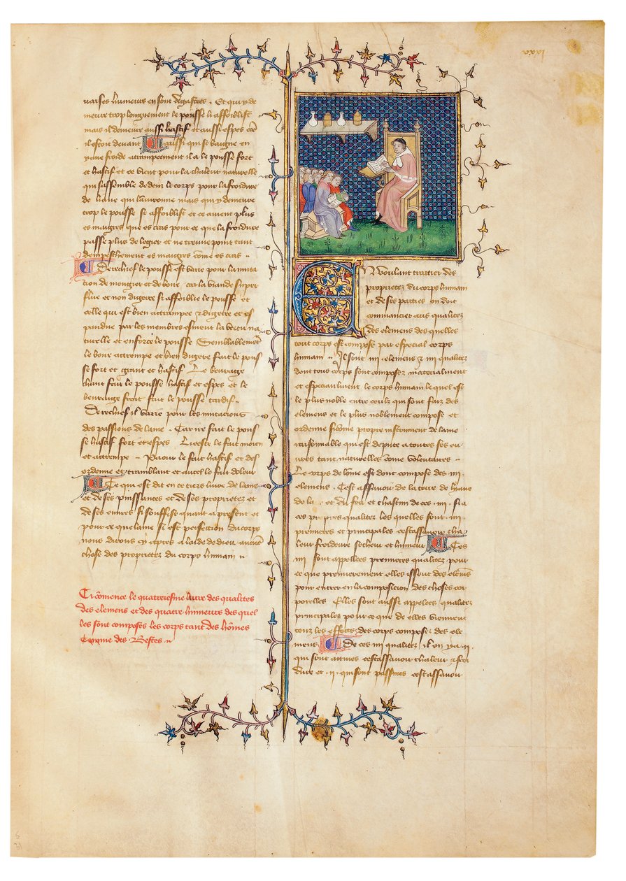 Pagina da "De Proprietatibus Rerum" di Bartholomeus Anglicus, nella traduzione francese di Jean Corbechon da Pierre Remiet