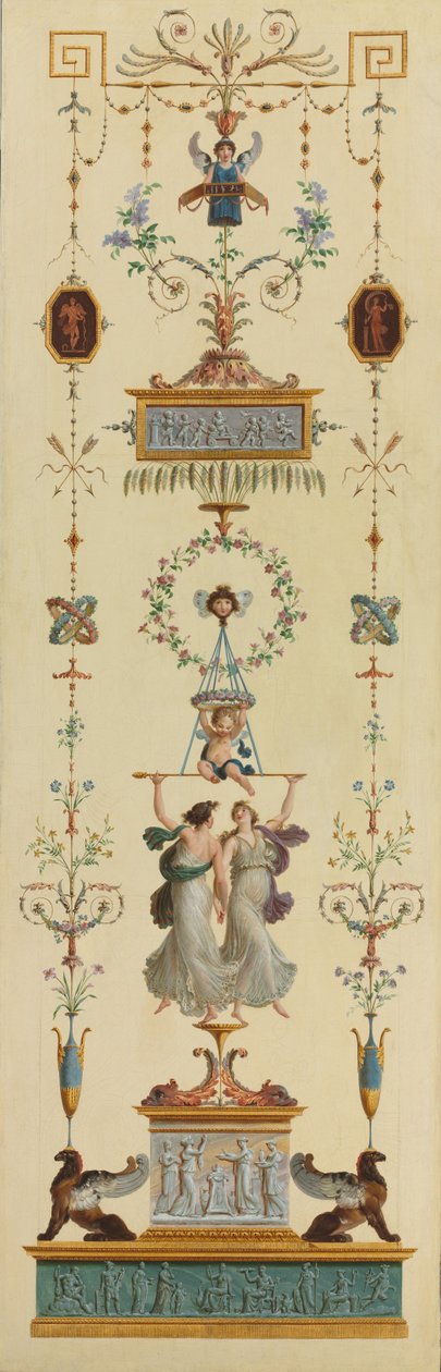 Pannelli decorativi, porte a doppia anta, dipinti sopra porta da Pierre Rousseau